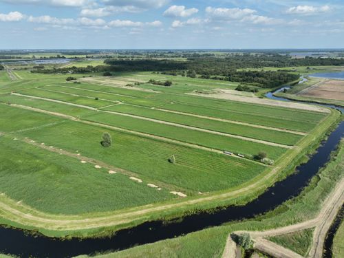 Luchtfoto landbouwpercelen.